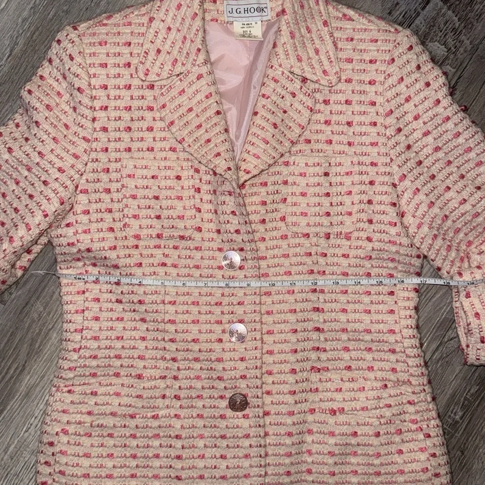 Vintage Tweed J. G. Hook Shade of Pink Blazer Size 6 - Picture 5 of 7